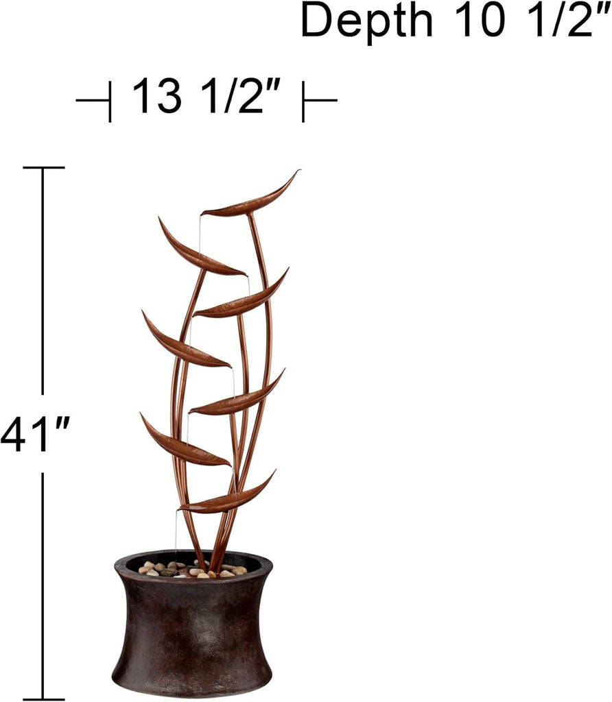 Ashton Tiered Copper Leaves 41" High Large Modern Indoor Outdoor Cottage Core Decor Resin Floor Fountain Standing