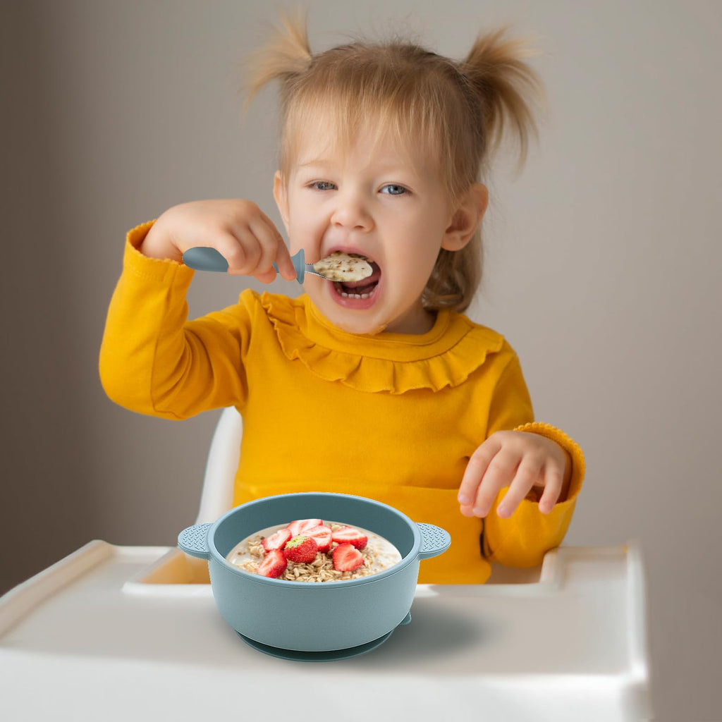 Baby Bowls with Suction and Baby Spoons Set of 3, BPA Free
