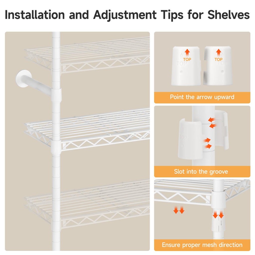 H2 Plus Expandable Wall Mounted Closet System Clothes Rack White