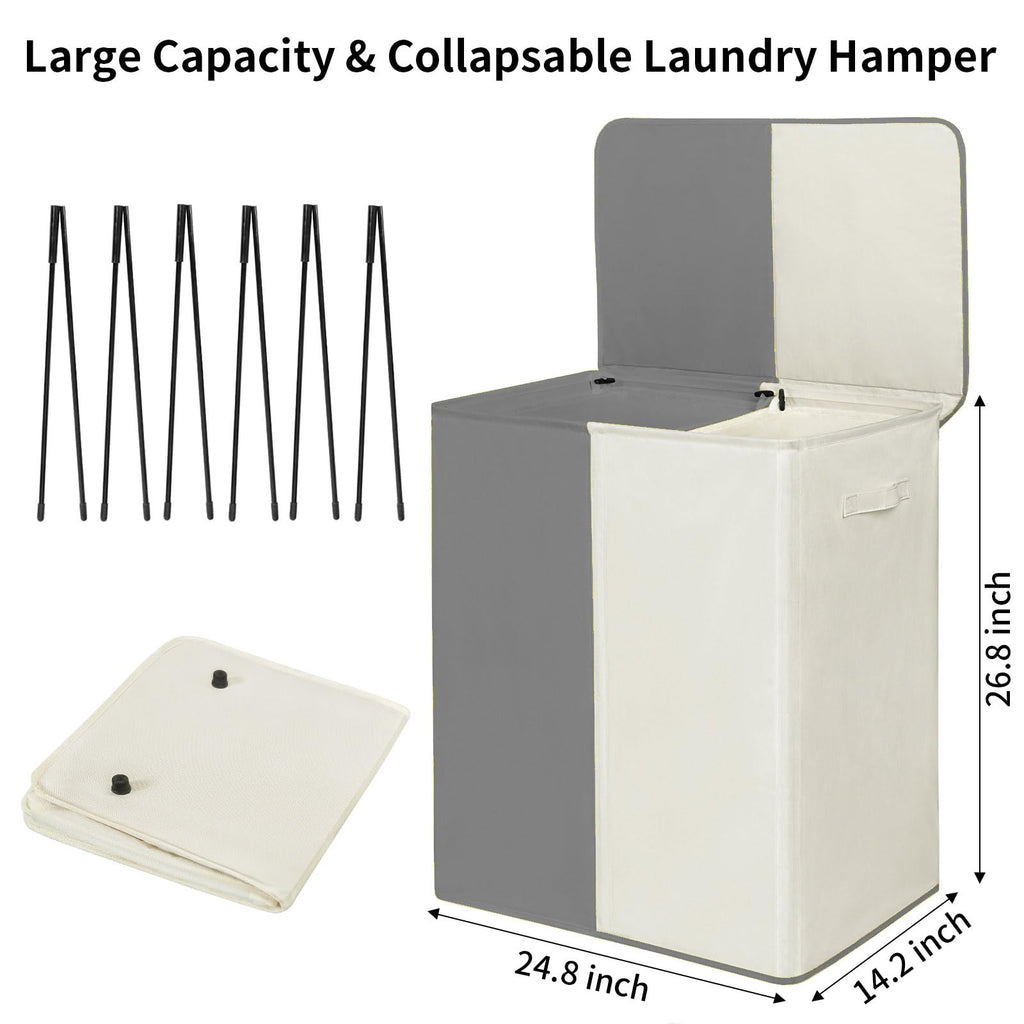 Double Laundry Hamper with Lid, 154L Large Laundry Basket Organizer