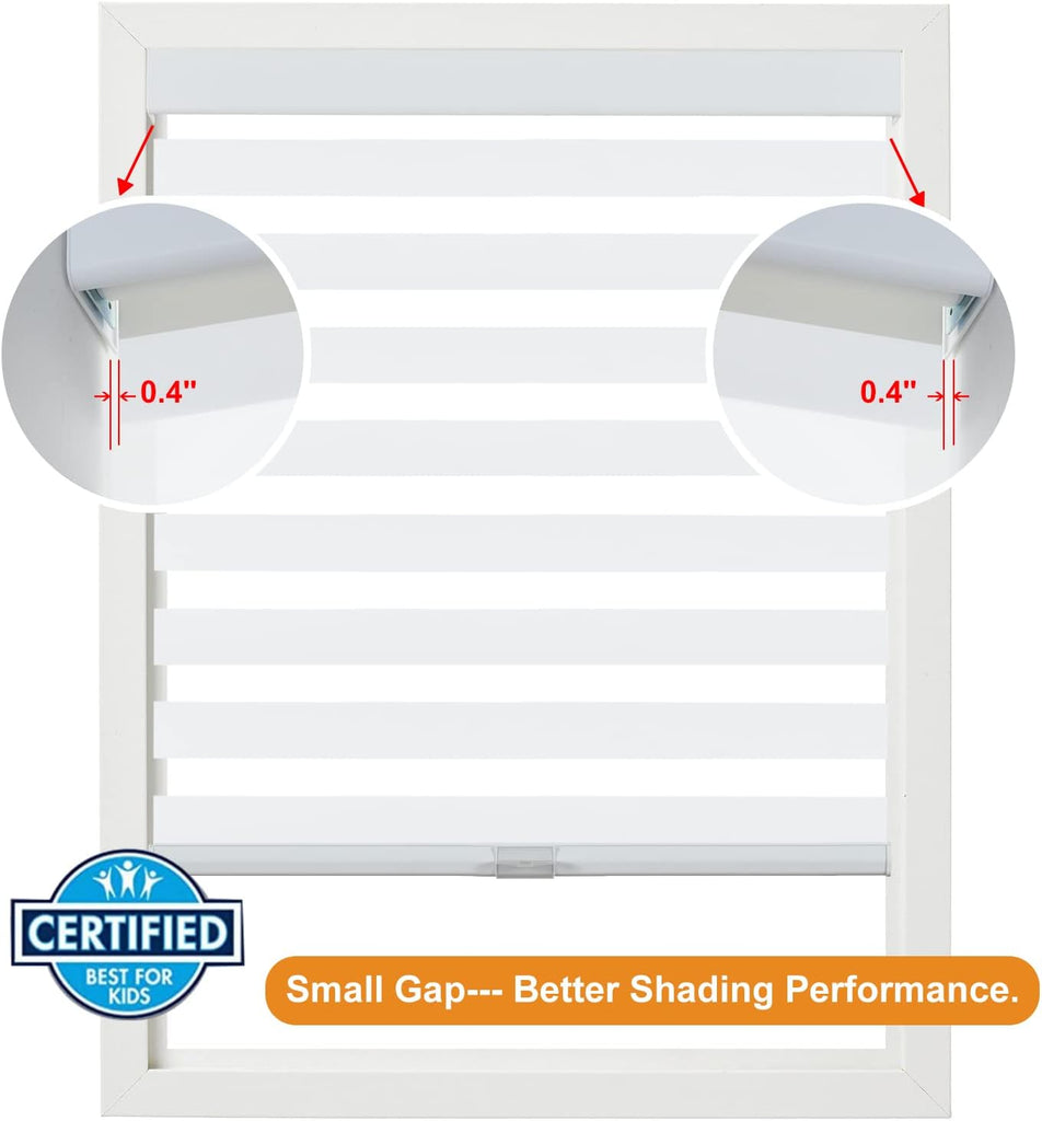 Custom Cordless Zebra Blinds for Windows with Upgraded Cassette Light Filtering Dual Layers Sheer Roller Blinds