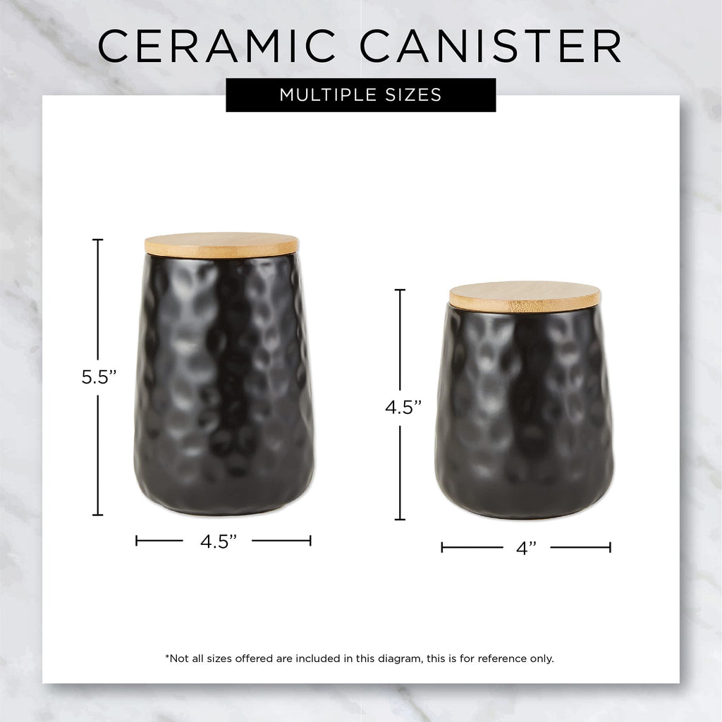 Kitchen Accessories Collection, Textured Matte Ceramic Canister Set, Black Dimple, 2 Piece