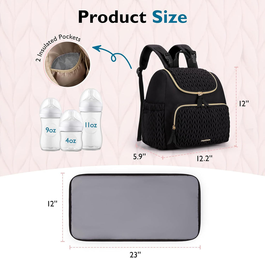 Diaper Bag Backpack, Stylish Mini Baby Bag with Changing Pad