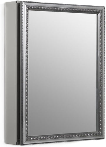 CB-CLW2026SS Aluminum Bathroom Medicine Cabinet with Mirror, Decorative Silver Framed Mirror Door, Adjustable