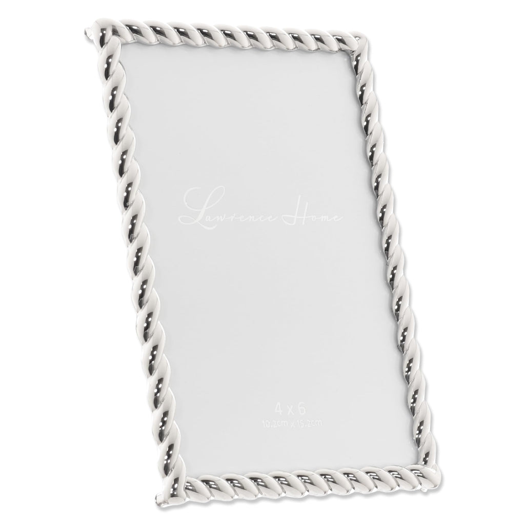 Metal Frame, Rope Design, Silver, 4x6