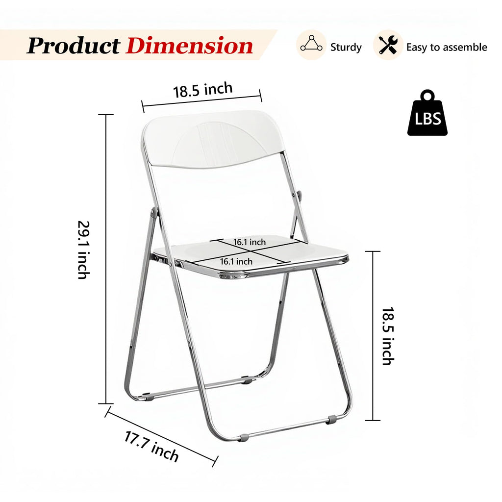 4 Pack White Plastic Folding Chairs - Family Dining Set Stackable, Picnic, Casual Dining (300lb Capacity)