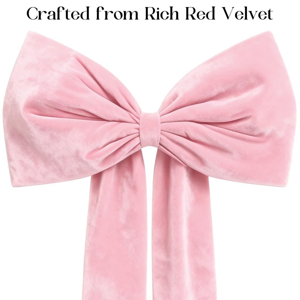 118 Inch Pink Extra Large Velvet Bow Christmas Tree Topper