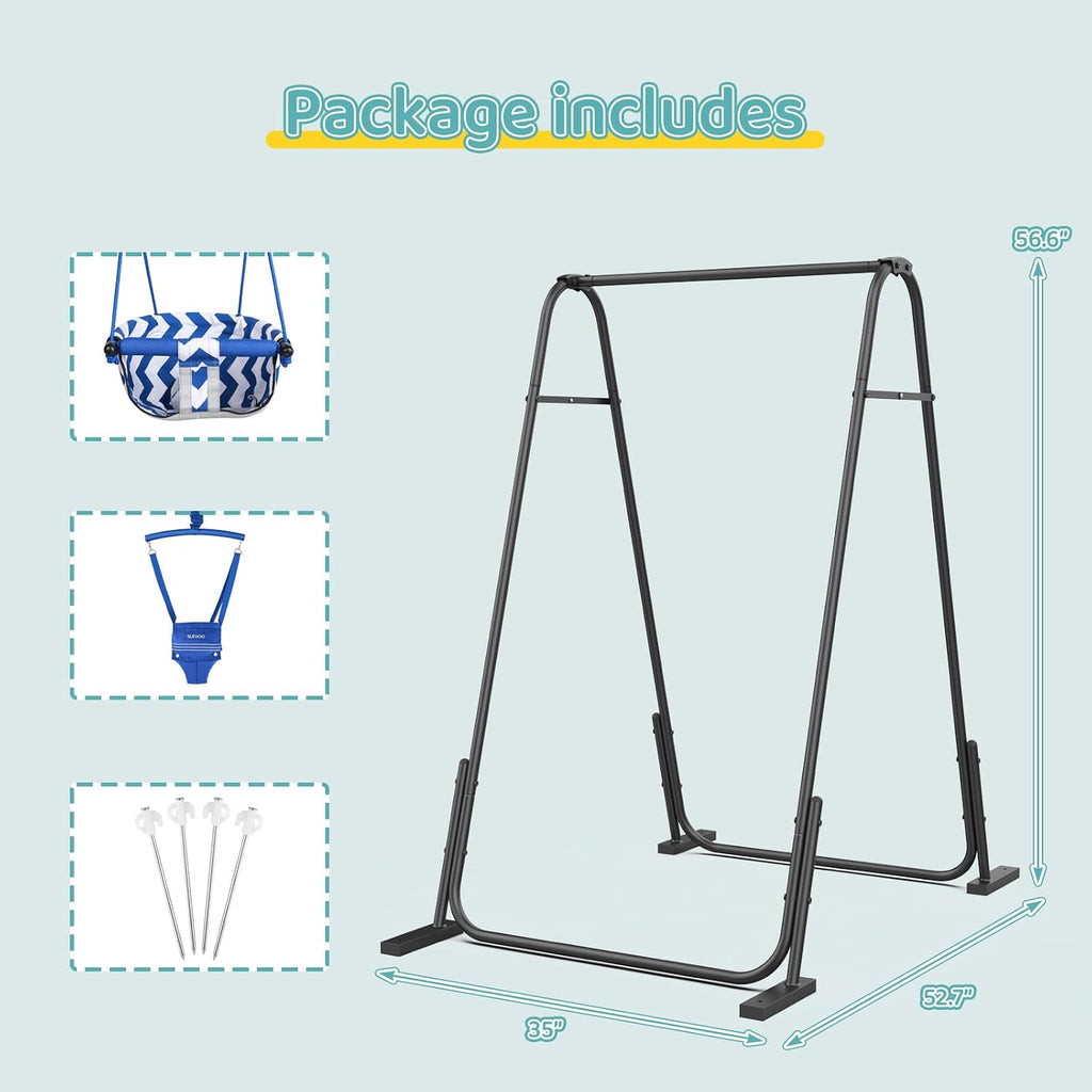 2 in 1 Baby Jumper Swing, Toddler Swing 6 Months to 6 Years Blue