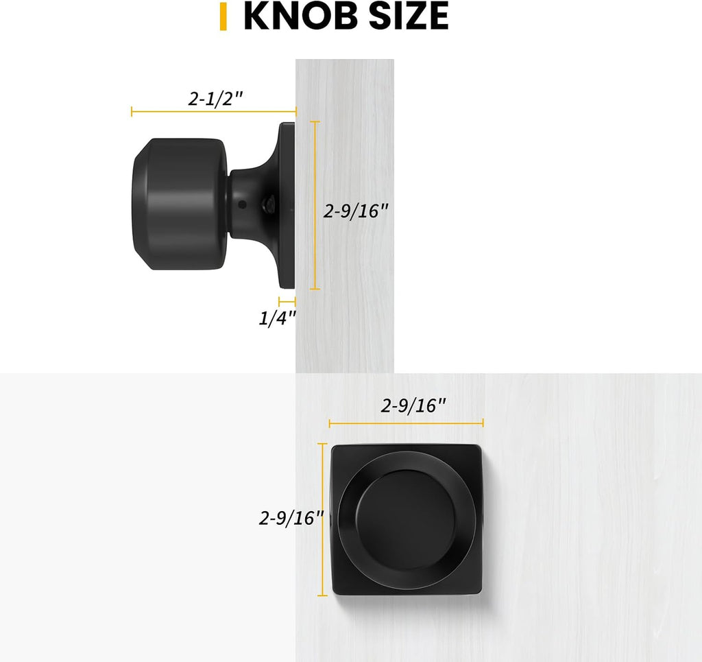 Black Half Dummy Door Knobs, Single Side Door Handles for Closets, French Double Doors, Non-Locking Inactive Matte