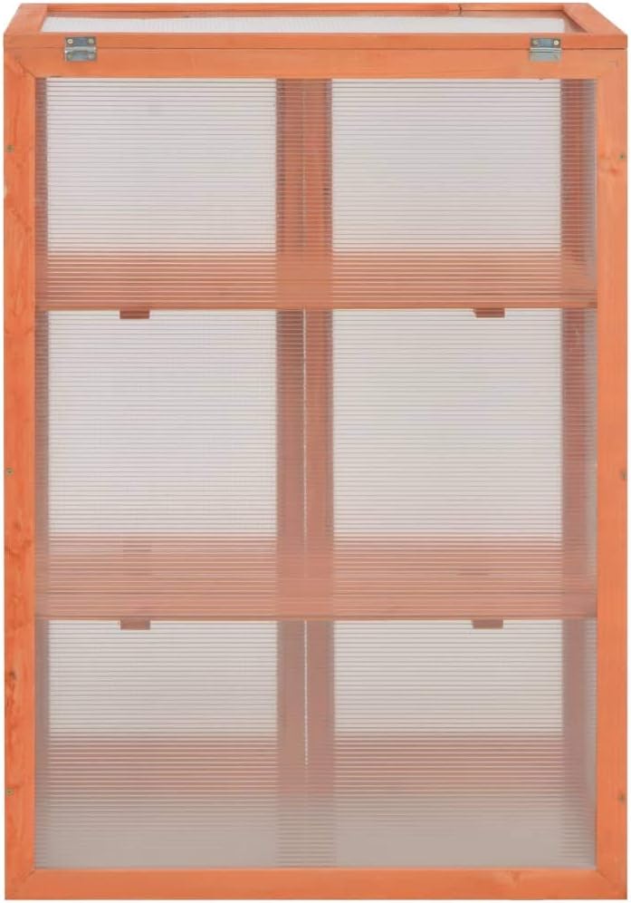 Wooden Garden Greenhouse with 2 Shelves and Doors, Cold Frame Planter for Herbs and Flowers, Small Outdoor Plant