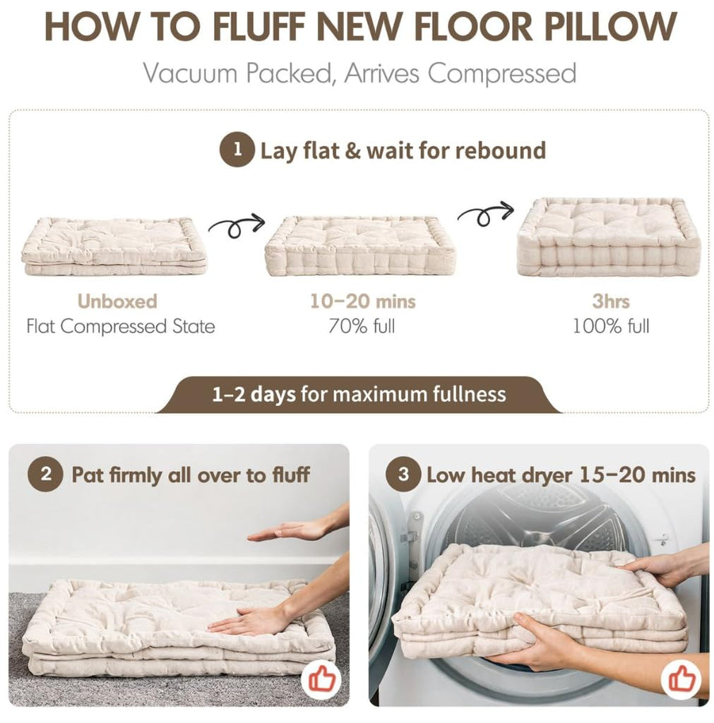 Floor Pillow, Large Cushion for Meditation, 24x24" Navy