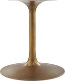 Lippa 48 Inch Round Wood Dining Table with Metal Pedestal in Brass Walnut - Modern Industrial Dining Table for 4