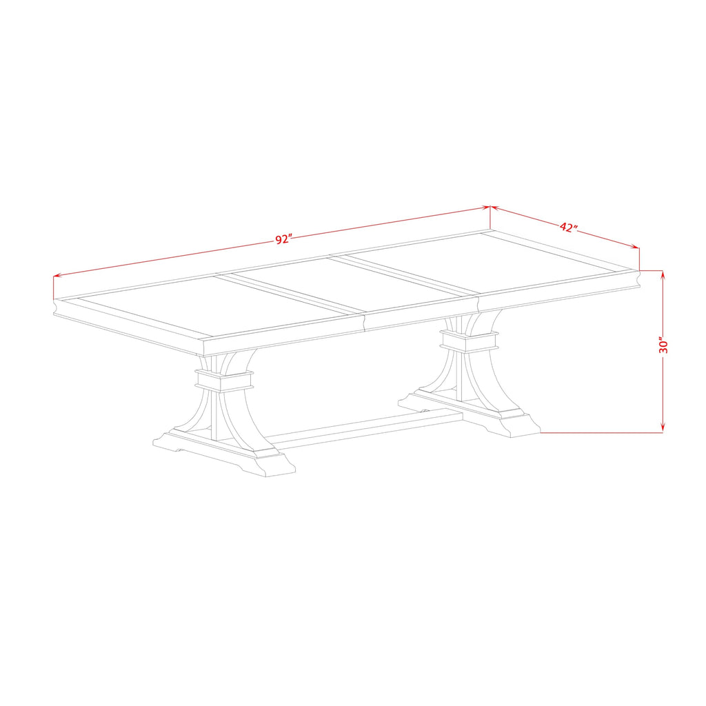 By - LET-SBB-TP - A Mid-Century Dining Table with Removable Rectangular Tabletop - Sand Blasting Black Finish
