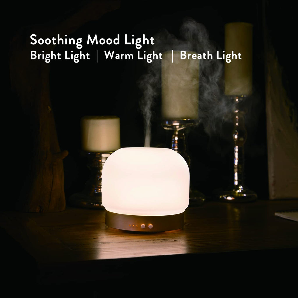 Essential Oil Diffusers for Large Room 280ml Aromatherapy Diffuser - Glass Cover, 4 Timers, Auto Shut-Off, Adjustable