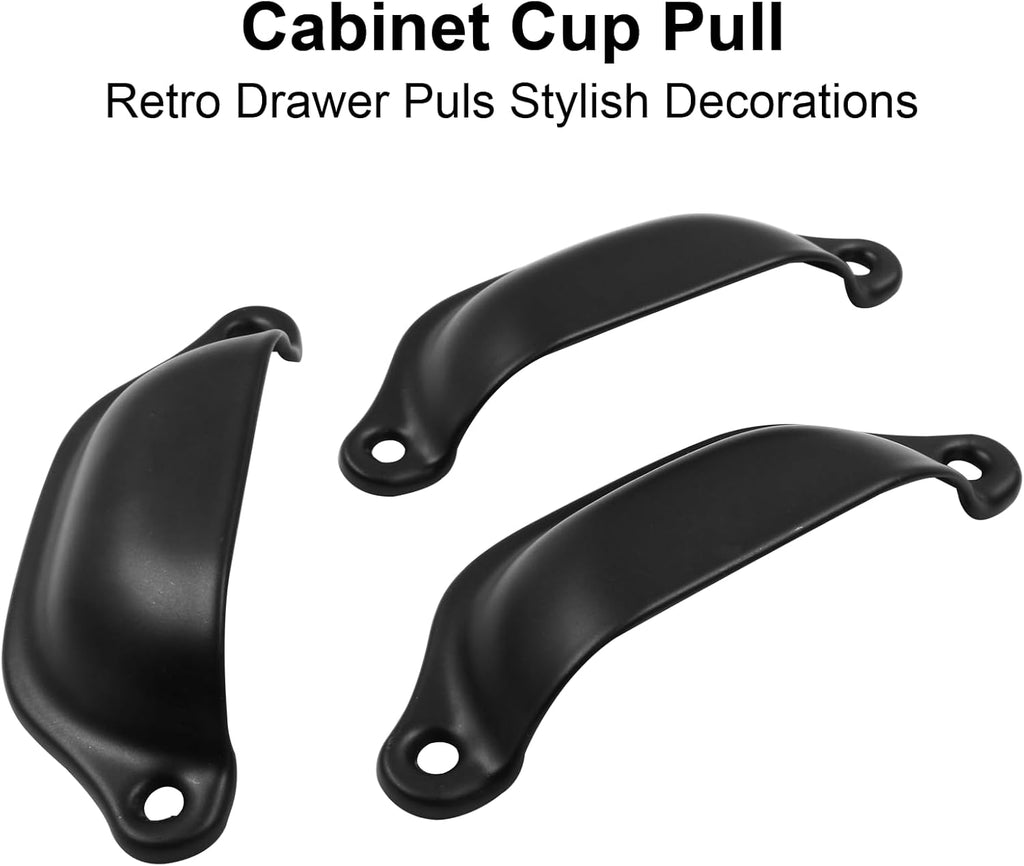 20pcs Antique Cup Drawer Pulls, Black Bin Cup Pulls Knobs, Cabinet Pull Handles , Furniture (3.8 Inch Length, 3.3 Inch
