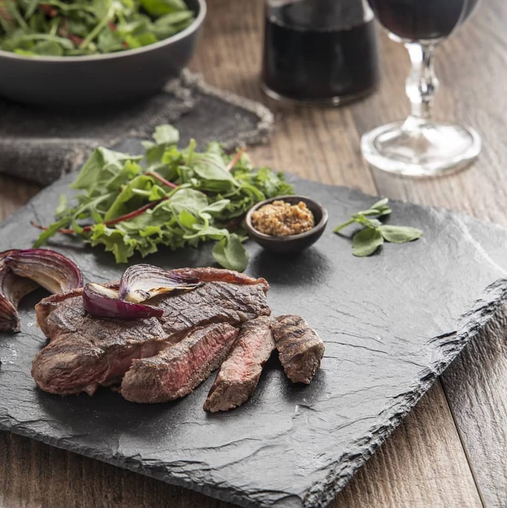 6 Pack 10 x 8 Inch Slate Cheese Board and Slate Charcuterie Boards - Individual Stone Plates for Cheese, Meat