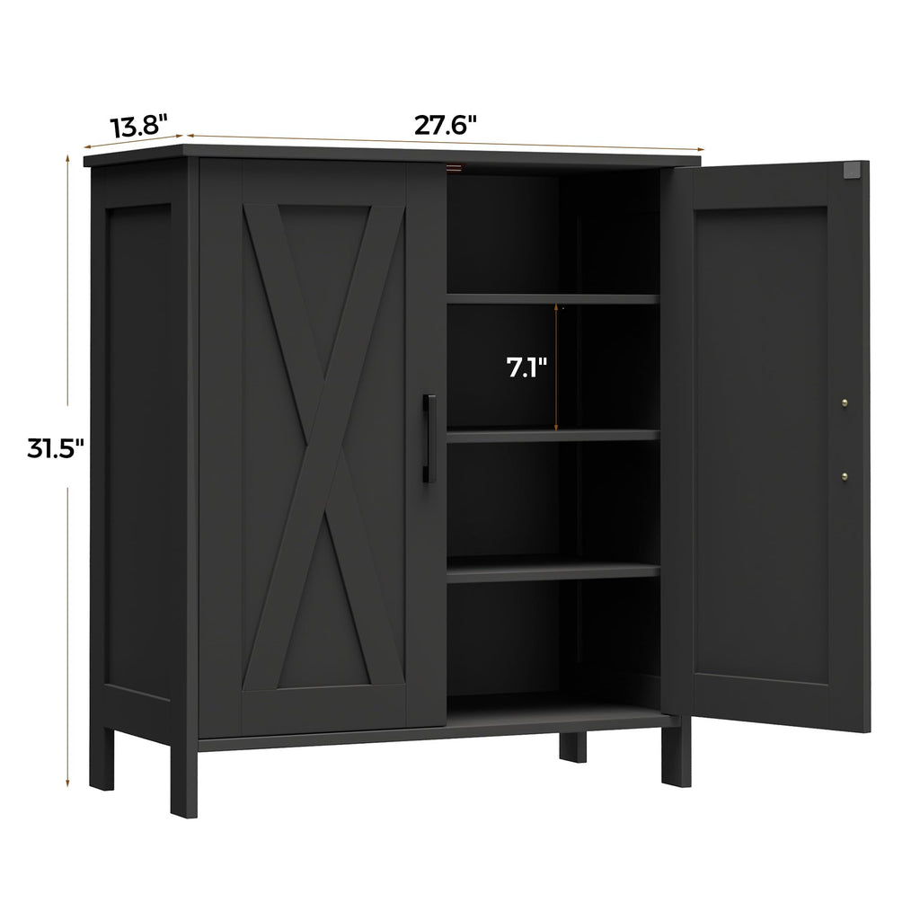 Farmhouse Shoe Cabinet with 2 Barn Doors & Wood Legs