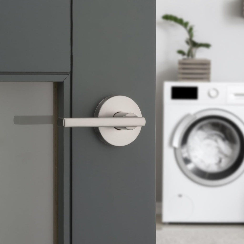 Halifax Interior Passage Door Knob, Round Handle for Closet and Hallway Doors, Non-Locking Doorknob in Satin Nickel