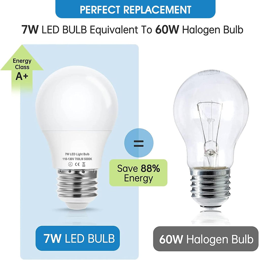 60W Equivalent 7W A15 Refrigerator Waterproof Light Bulb E26 base 5000K