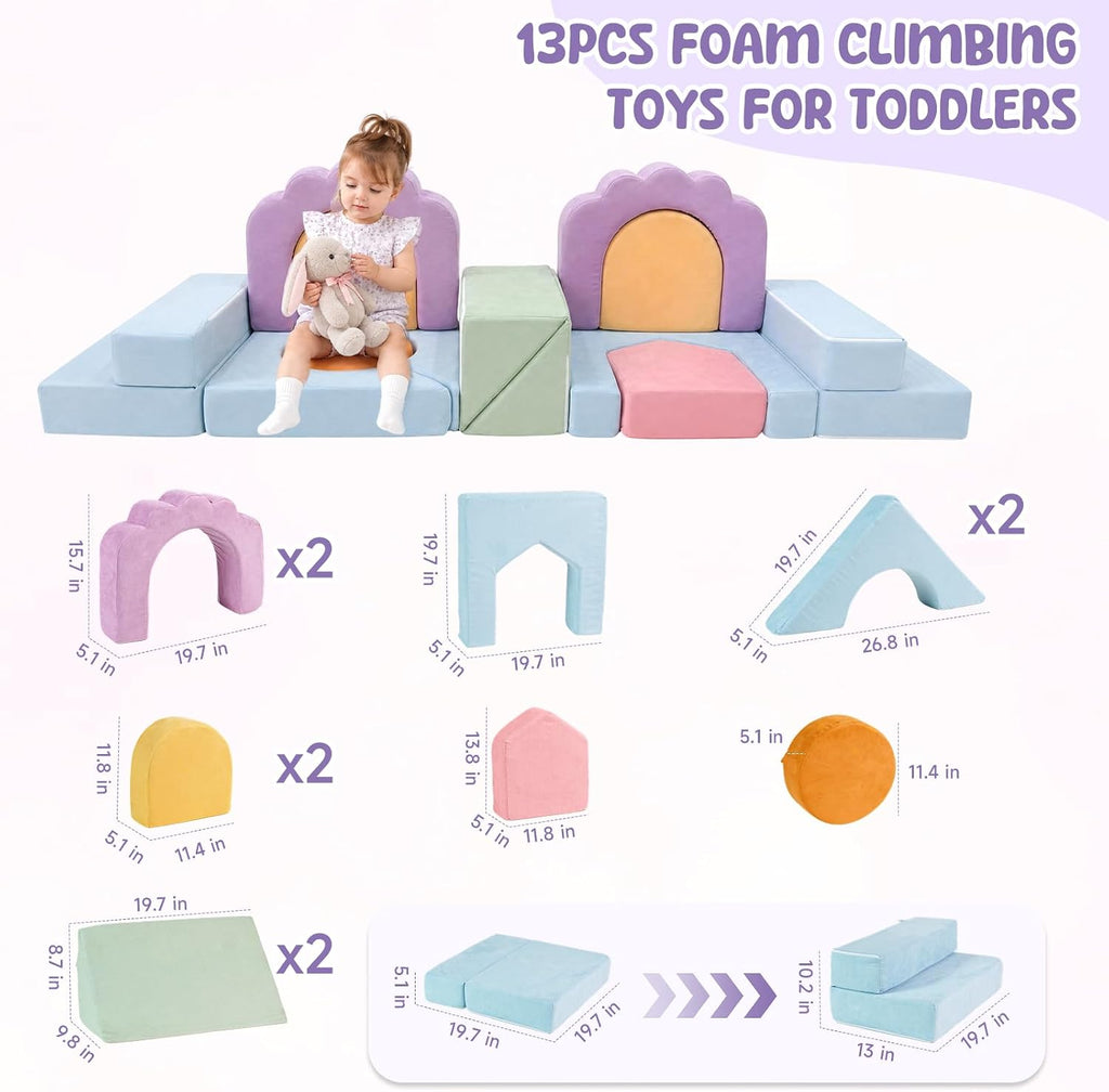 Foam Climbing Toys for Toddlers, 13pcs Soft Play Climbing Blocks