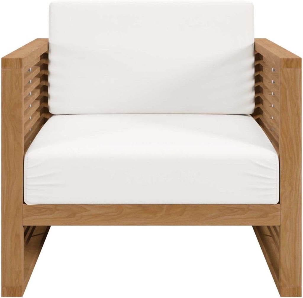 Carlsbad 3-Piece Teak Wood Outdoor Patio Set in Natural/White