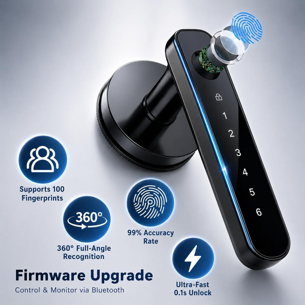 Fingerprint Door Knob Smart Lock with Keypad Biometric Keyless Entry Black