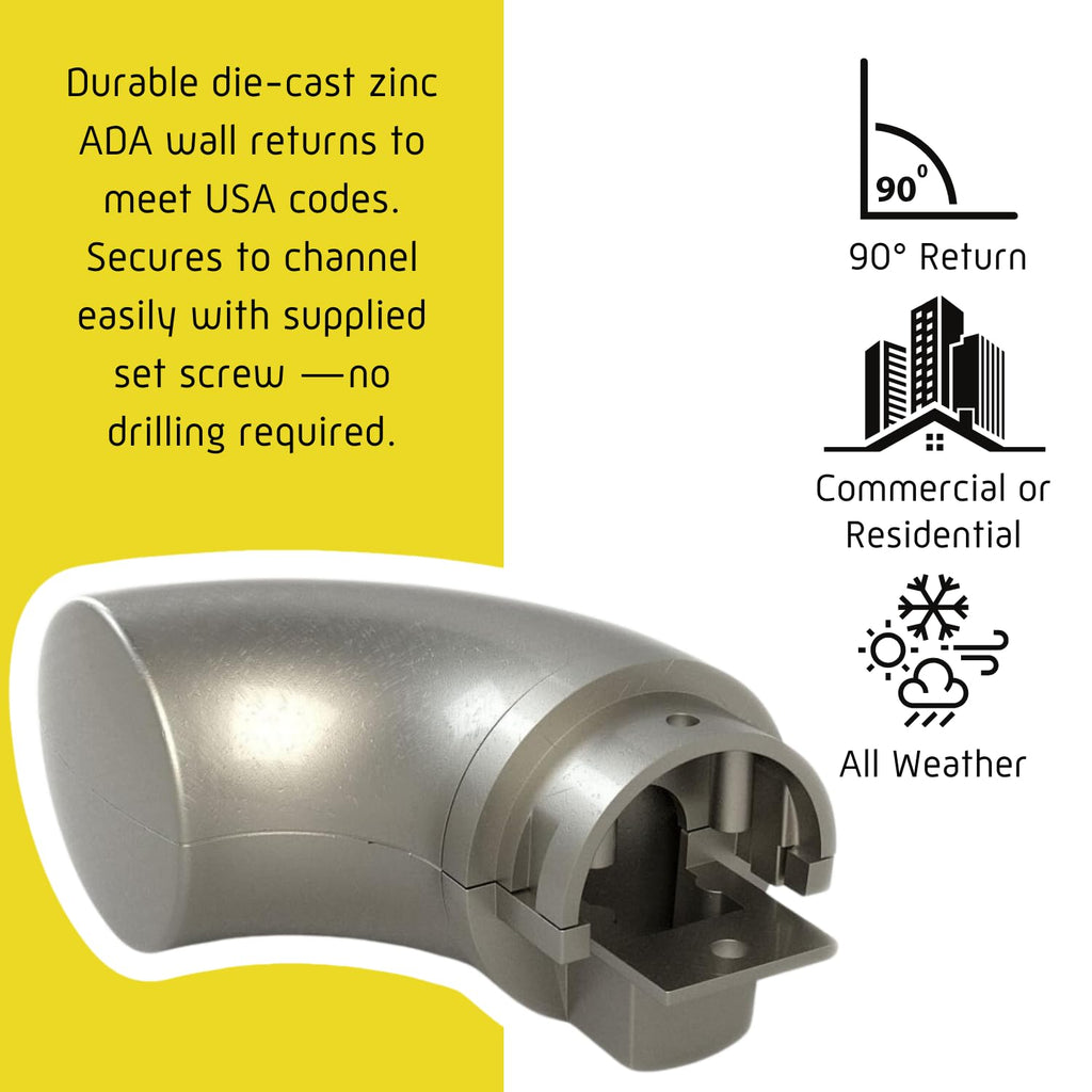 ADA Handrail Kit, 16 ft Stair Handrail, Silver