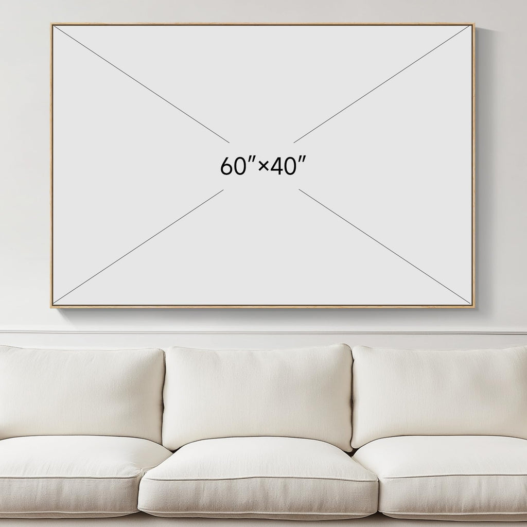 Extra Large Framed Beige Blue Coastal Abstract Wall Art, Horizontal 60x40