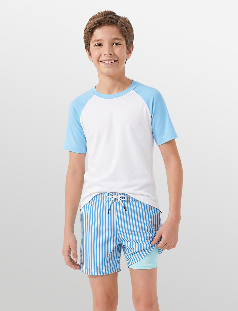 Boys Swim Trunks with Compression Liner, Quick Dry Swim Shorts