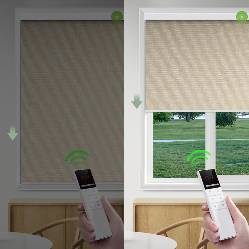 Motorized Blackout Roller Shades Remote Control Rechargeable(82067C)