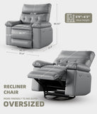 GarveeHome Oversized 27" Recliner Chairs, Classic Manual Leather Recliner