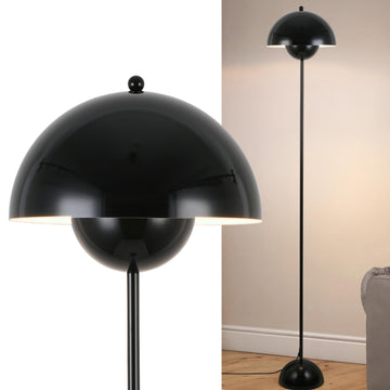 Mid-Century Modern Floor Lamp, ETL Listed, Glossy Black