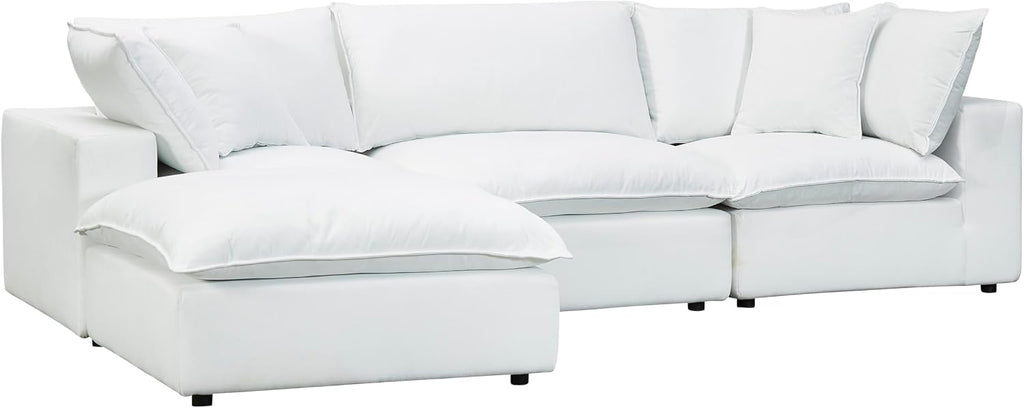 Cali Pearl Modular White Upholstered 4 Piece Sectional