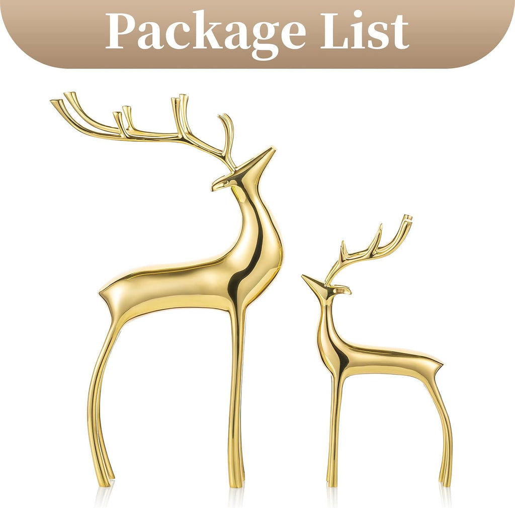 Reindeer Figurine Statues Deluxe: 2 Pcs Christmas Deer Pure Copper