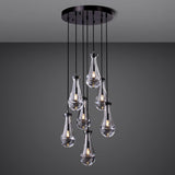 Raindrop Pendant Lights Kitchen Island Teardrop Black Hanging Light Fixtures Clear Solid Glass Pendant Light Modern Chandeliers for Dining Room Porch Corridor Living Room (7-Light) A121-B0CJF34NBX