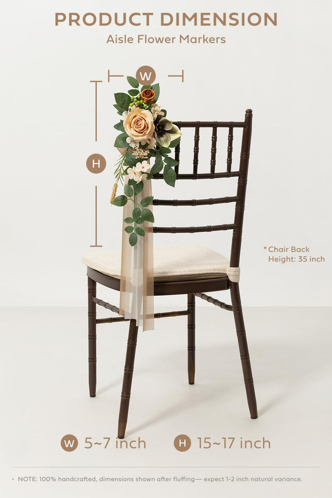 8pcs Wedding Artificial Aisle Pew Flowers, Apricot Sage