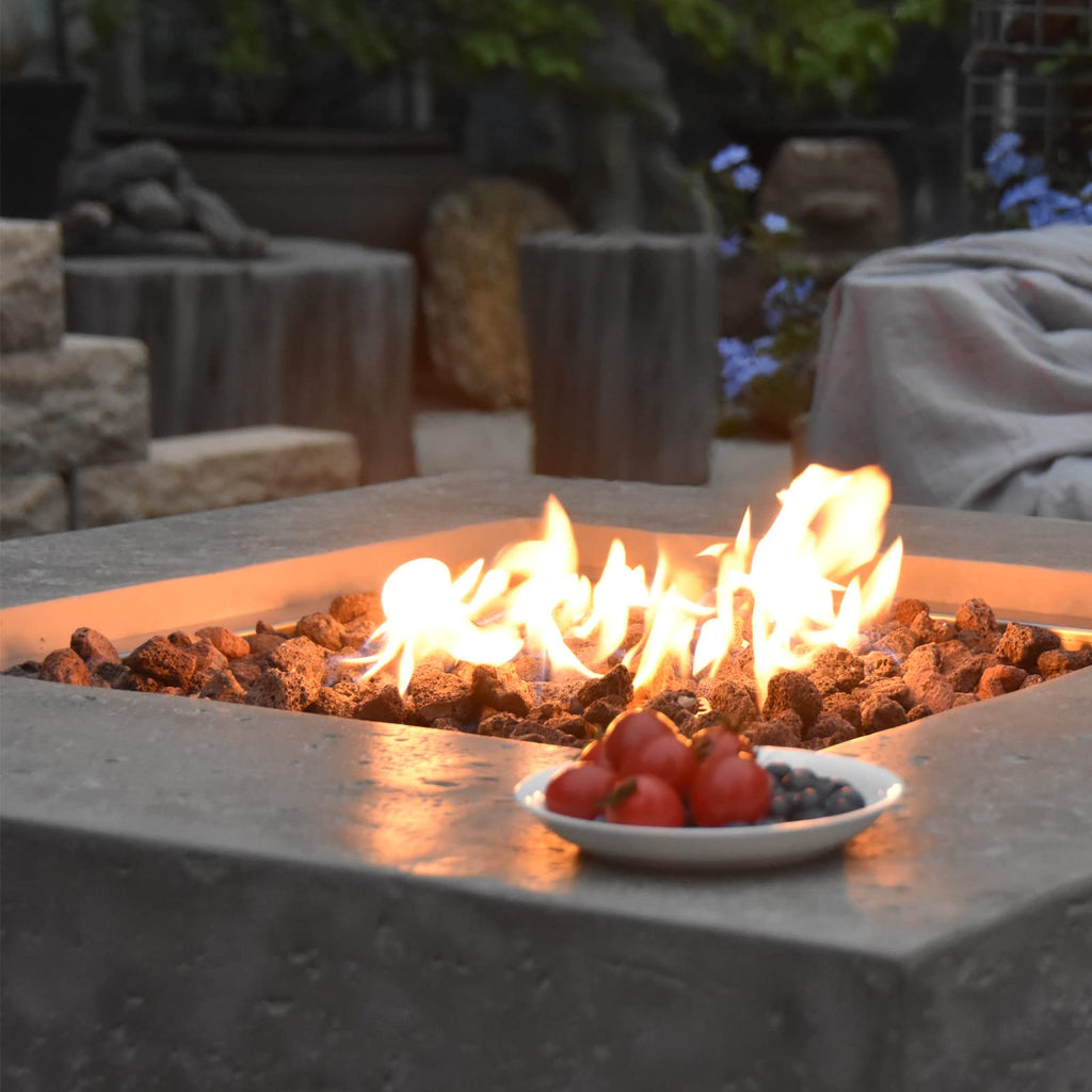 Manhattan Propane Fire Pit Table Cast Concrete 36 x 36-in