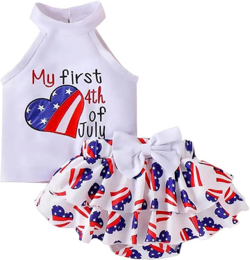 Baby Girls Sleeveless Tops and Ruffle Skirt Bloomer Shorts Set