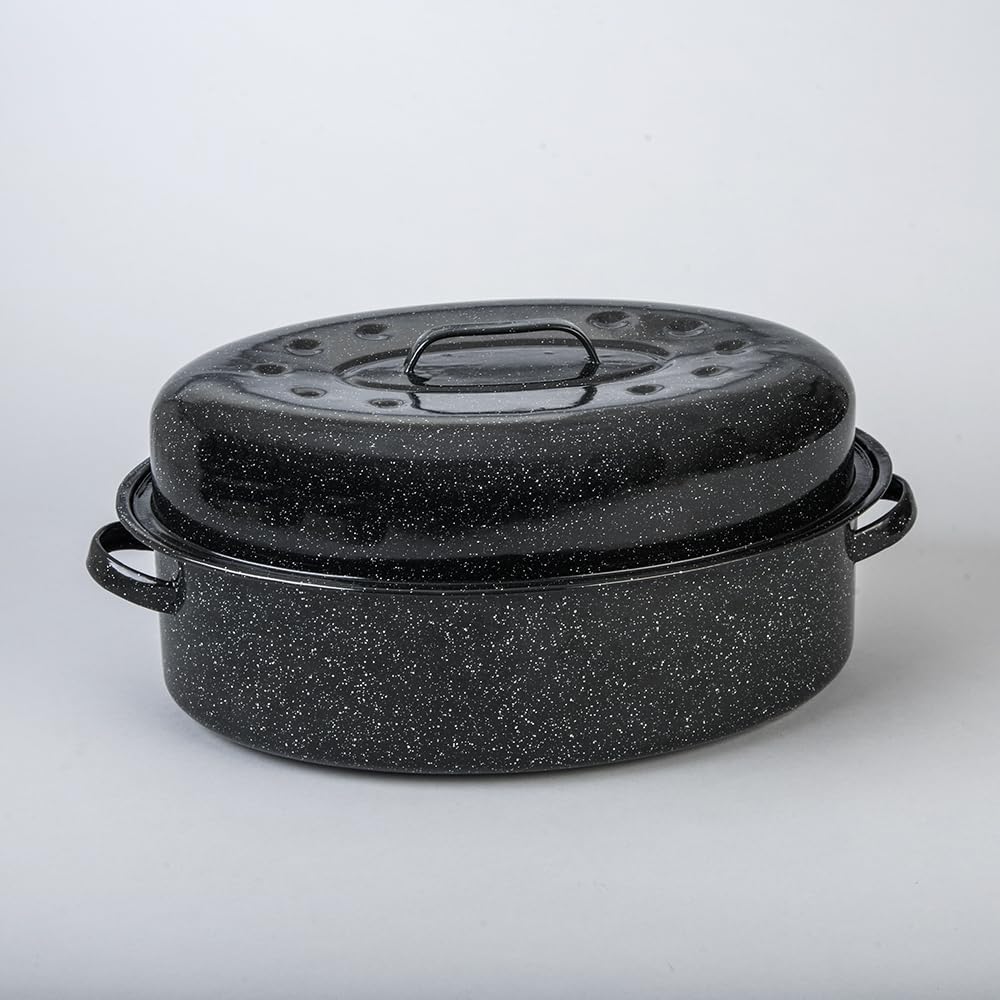 Porcelain Enamel Covered Roaster 20 lb Black