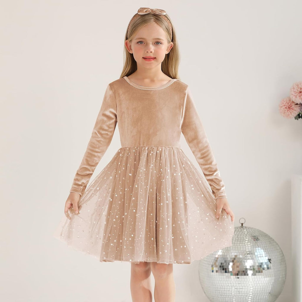 Baby Girl Fall Winter Clothes Toddler Girls Velvet Twirl Dress Long Sleeve Party Dress for Baby Girls