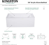 Aqua Eden VTAP543022L 54-Inch Acrylic Alcove Tub with Left Hand Drain, White