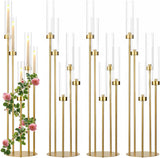 4PCS 5 Arm Candelabra Centerpiece for Table,Floor Candelabra with Acrylic Shadeersary Concert Reception Gifts