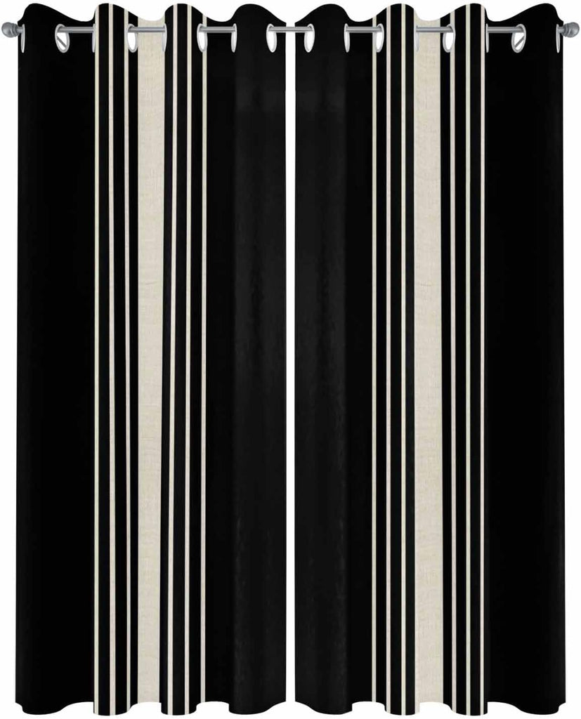 Outdoor Curtains , Black Beige Striped Waterproof Blackout Outside Curtain for Porch/Pergola/Gazebo, Modern Farmhouse