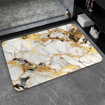 Bath Mat-Bathroom Rug, Abstract Marble Gold-Absorbent Non Slip Quick Dry Stain Resistant Easy to Clean Care Shower Rug