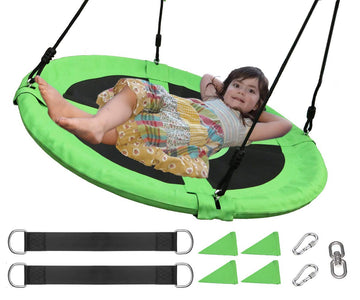 Orangutan Tree Swings for Kids Outdoor, Flying Saucer Swing with 360 DegreesRotate 40 Inch Capacity, Bonus