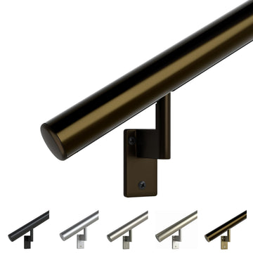 Flush Handrail Kit, 12 ft Stair Handrail, Architectural Bronze