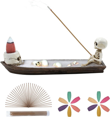 Incense Burner, backflow Incense Burner,Skeleton Ship Incense Holder,Hand-Carved Decorations,Cool Room Decorations