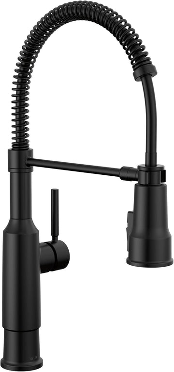 Theodora Pro Style Commercial Kitchen Faucet with Pull Down Sprayer, Single Hole Matte Black Kitchen Sink Faucet