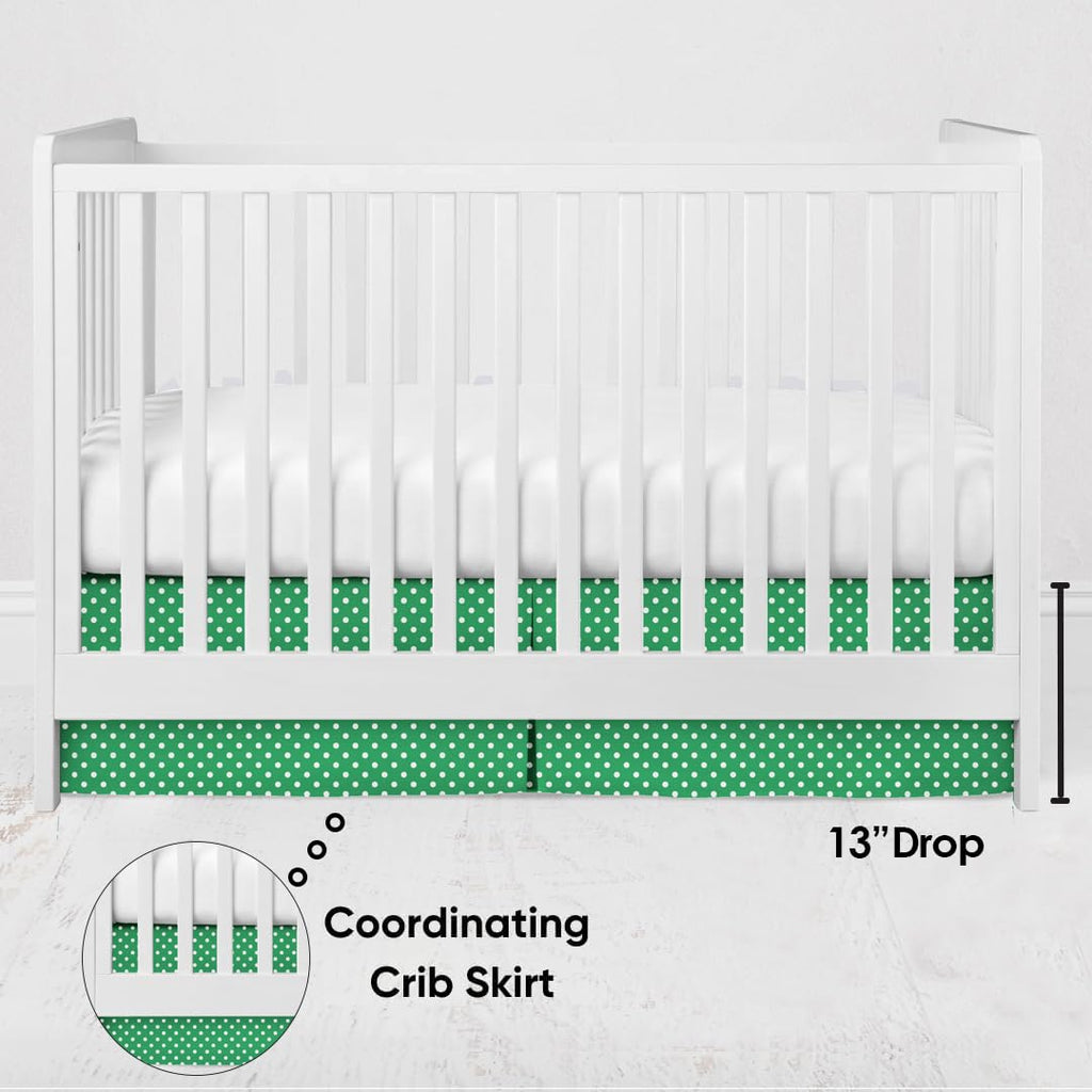 Mix N Match Pin Dots Crib/Toddler Bed Skirt Dust Ruffle (Green)