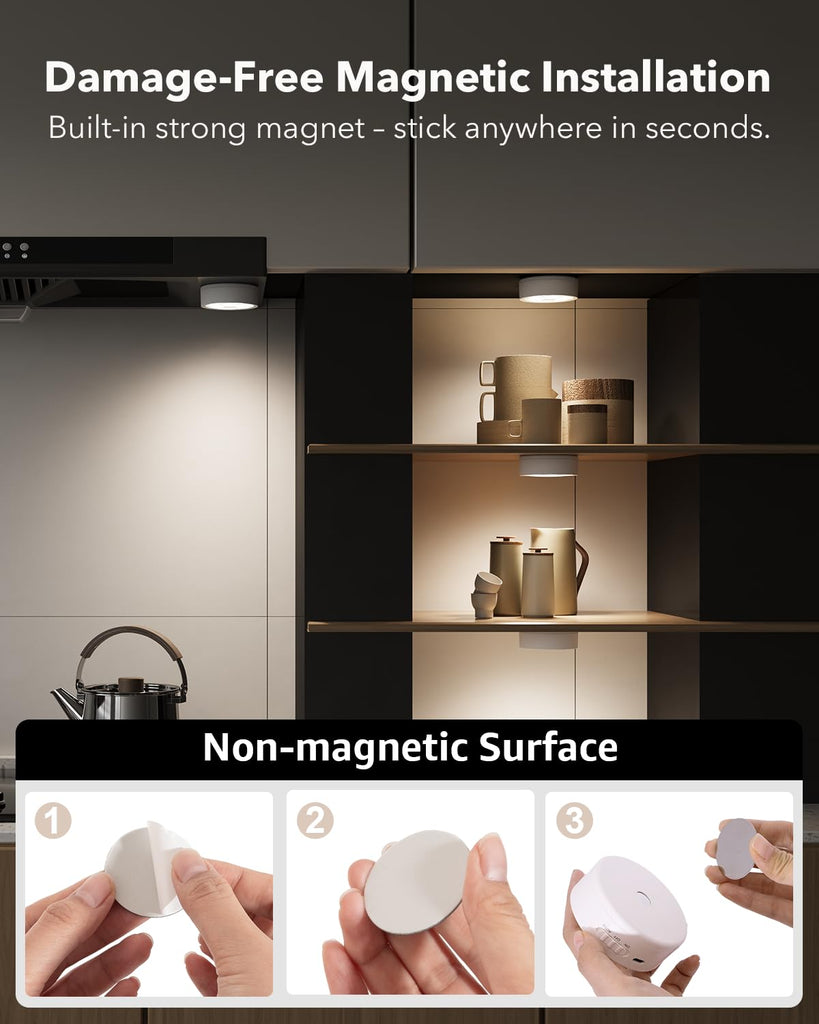 USB Rechargeable Puck Lights, Motion Sensor Cabinet Lighting